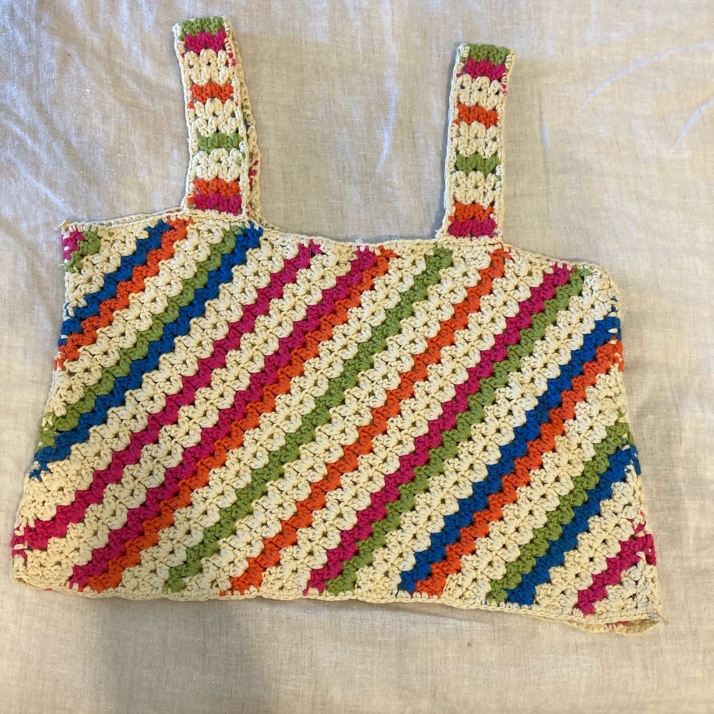 Colorful Crochet Striped Tank Top